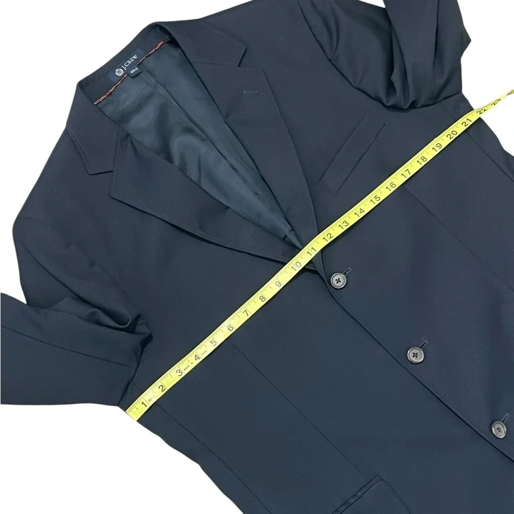 J Crew Italian Wool Blazer 42L Navy Blue 3 Button Classic Tailored Old Money